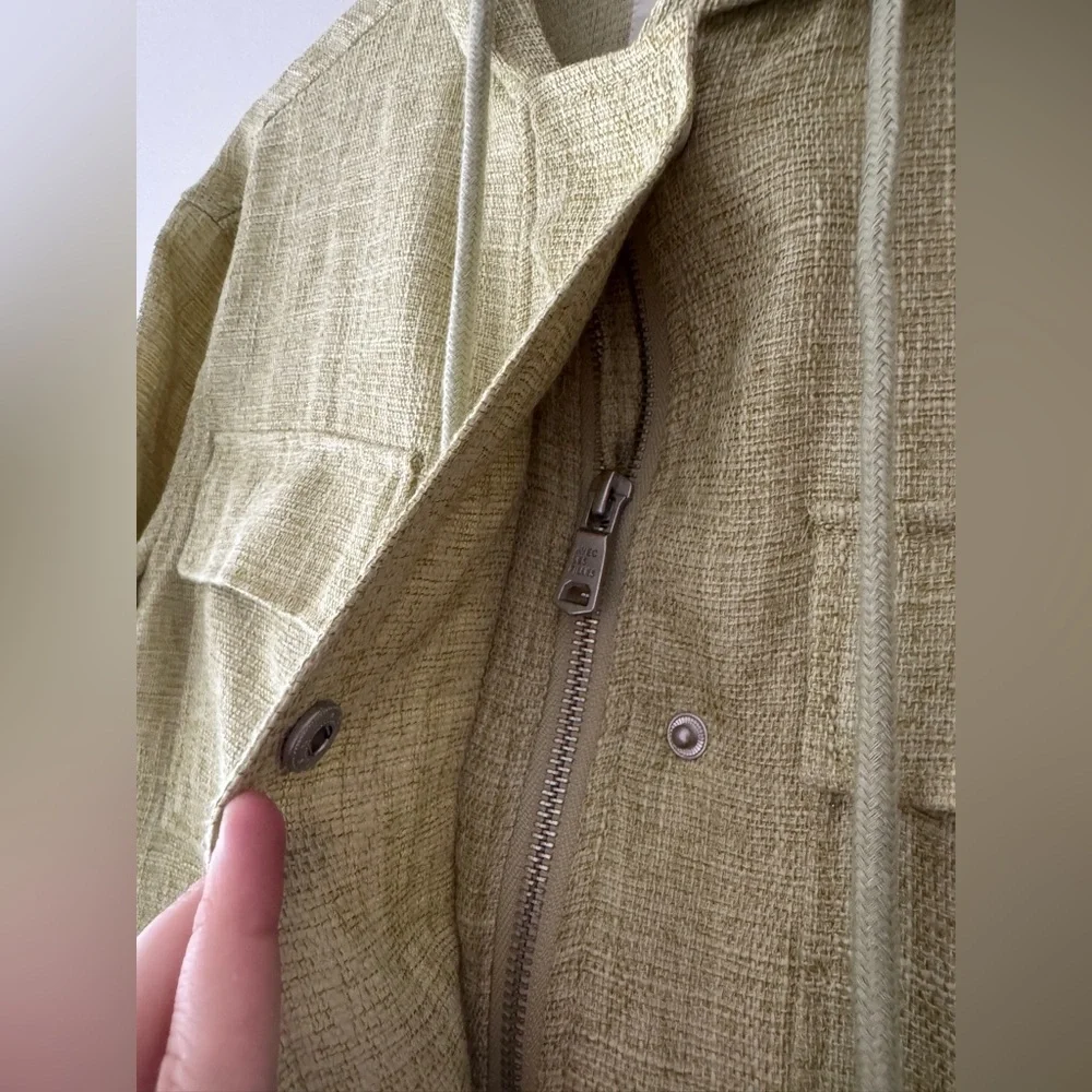 Avec Les Filles Sage Green Boxy Shirt Hoodie Jacket Woven Anthropologie - Picture 4 of 9